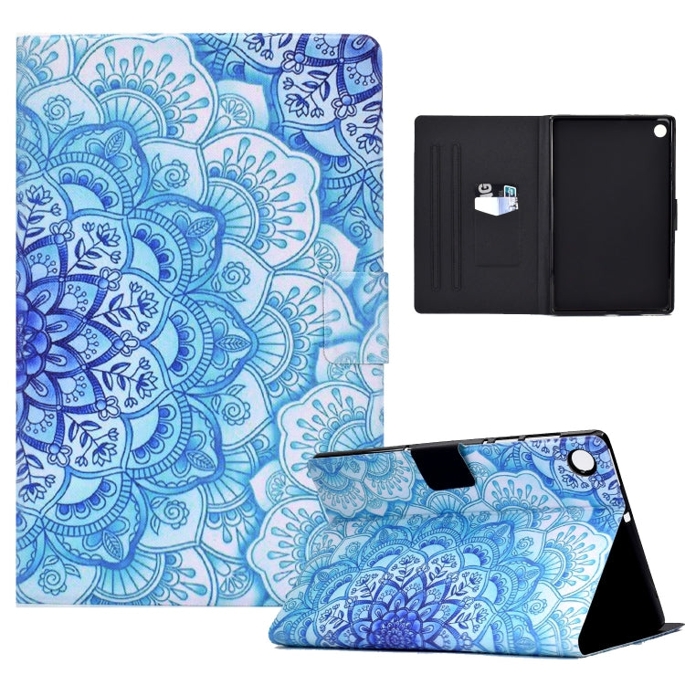For Samsung Galaxy Tab A8 10.5 2021 Electric Pressed TPU Leather Tablet Case(Green Flower) by bashfashion