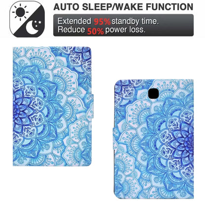 For Samsung Galaxy Tab A 8.0 2015 Electric Pressed TPU Leather Tablet Case(Green Flower) by bashfashion