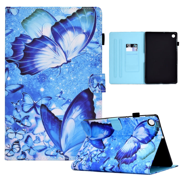 For Samsung Galaxy Tab A8 Sewing Pen Slot Leather Tablet Case(Butterflies) by bashfashion
