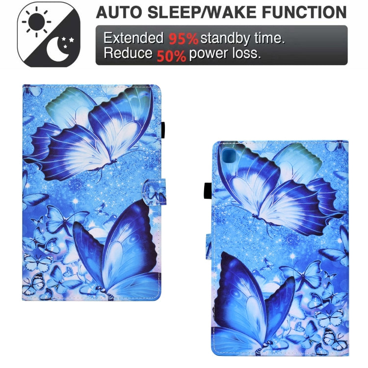 For Samsung Galaxy Tab S6 Lite T610 Sewing Pen Slot Leather Tablet Case(Butterflies) by bashfashion