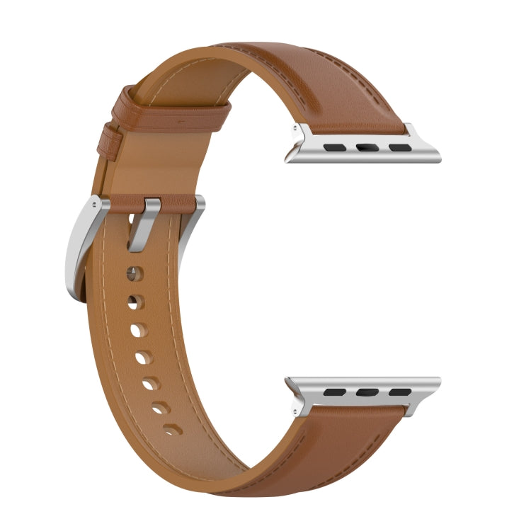 Genuine Leather Watch Band, Size: Large Size For Apple Watch Series 9&8&7 41mm / SE 3&SE 2&6&SE&5&4 40mm / 3&2&1 38mm(Light Brown) by bashfashion