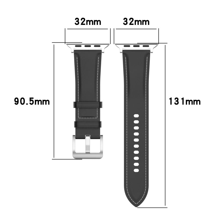 Genuine Leather Watch Band, Size: Large Size For Apple Watch Series 9&8&7 41mm / SE 3&SE 2&6&SE&5&4 40mm / 3&2&1 38mm(Light Brown) by bashfashion