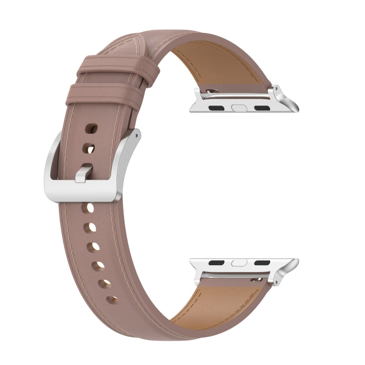 Genuine Leather Watch Band, Size: Small Size For Apple Watch Series 9&8&7 41mm / SE 3&SE 2&6&SE&5&4 40mm / 3&2&1 38mm(Dark Pink) by bashfashion