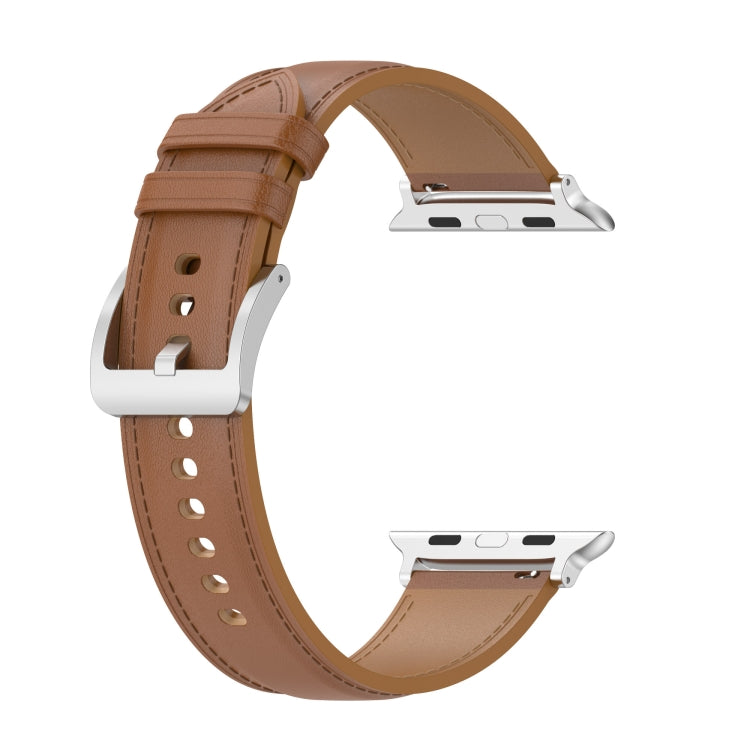 Genuine Leather Watch Band, Size: Small Size For Apple Watch Series 9&8&7 41mm / SE 3&SE 2&6&SE&5&4 40mm / 3&2&1 38mm(Light Brown) by bashfashion