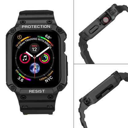 Three-proof Solid Color Integrated Watch Band For Apple Watch Series 9&8&7 41mm / SE 3&SE 2&6&SE&5&4 40mm / 3&2&1 38mm(Black) by bashfashion