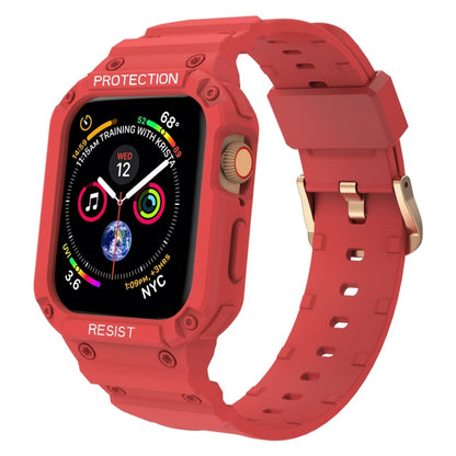 Three-proof Solid Color Integrated Watch Band For Apple Watch Series 9&8&7 41mm / SE 3&SE 2&6&SE&5&4 40mm / 3&2&1 38mm(Red) by bashfashion