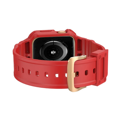 Three-proof Solid Color Integrated Watch Band For Apple Watch Series 9&8&7 41mm / SE 3&SE 2&6&SE&5&4 40mm / 3&2&1 38mm(Red) by bashfashion