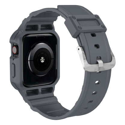 Three-proof Solid Color Integrated Watch Band For Apple Watch Series 9&8&7 41mm / SE 3&SE 2&6&SE&5&4 40mm / 3&2&1 38mm(Blue Grey) by bashfashion