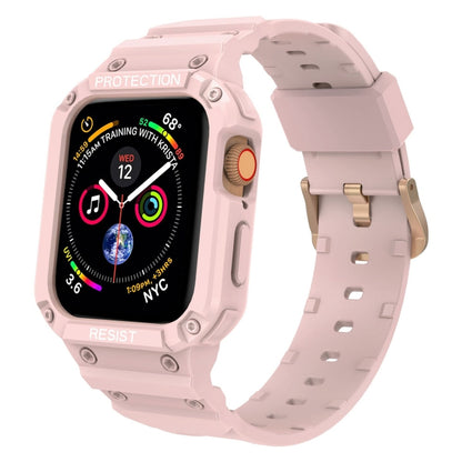 Three-proof Solid Color Integrated Watch Band For Apple Watch Series 9&8&7 41mm / SE 3&SE 2&6&SE&5&4 40mm / 3&2&1 38mm(Pink) by bashfashion