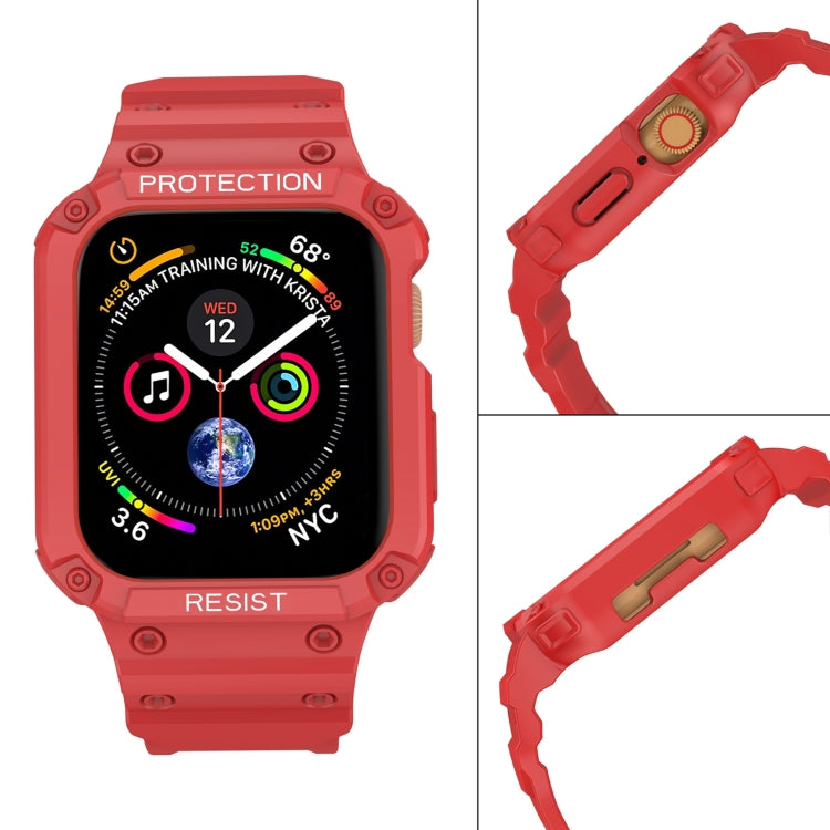 Three-proof Solid Color Integrated Watch Band For Apple Watch Series 8&7 45mm / SE 2&6&SE&5&4 44mm / 3&2&1 42mm(Red) by bashfashion