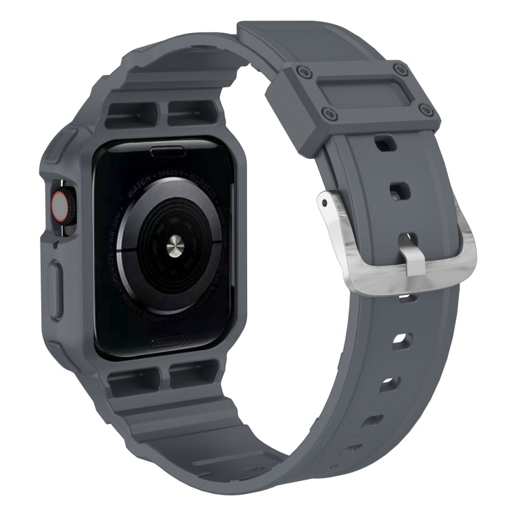 Three-proof Solid Color Integrated Watch Band For Apple Watch Series 8&7 45mm / SE 2&6&SE&5&4 44mm / 3&2&1 42mm(Blue Grey) by bashfashion