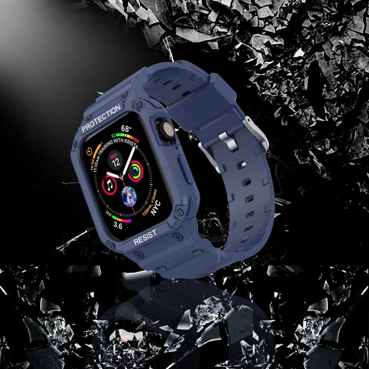 Three-proof Solid Color Integrated Watch Band For Apple Watch Series 8&7 45mm / SE 2&6&SE&5&4 44mm / 3&2&1 42mm(Blue) by bashfashion