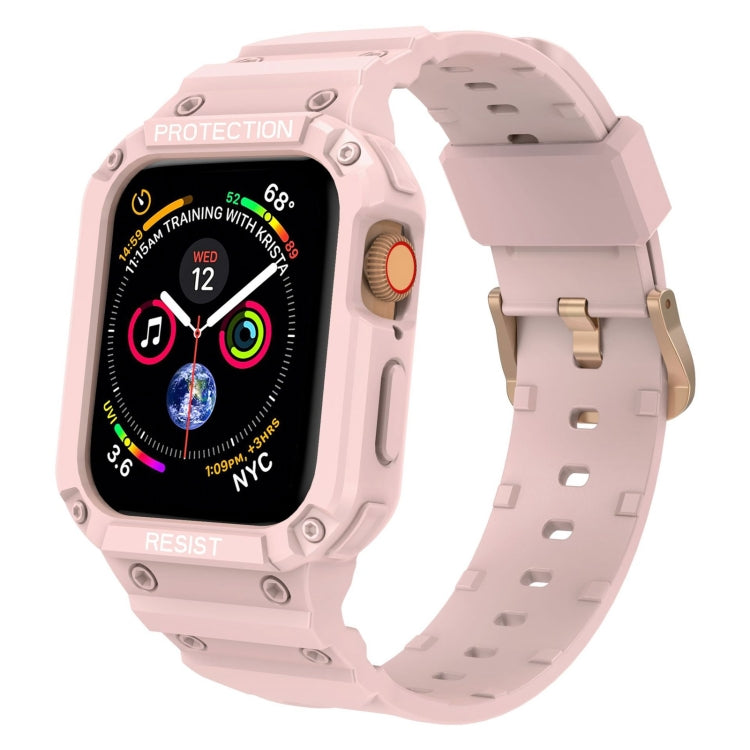 Three-proof Solid Color Integrated Watch Band For Apple Watch Series 8&7 45mm / SE 2&6&SE&5&4 44mm / 3&2&1 42mm(Pink) by bashfashion