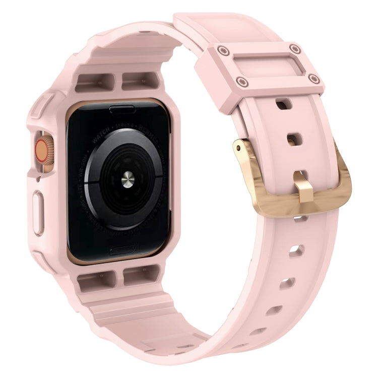 Three-proof Solid Color Integrated Watch Band For Apple Watch Series 8&7 45mm / SE 2&6&SE&5&4 44mm / 3&2&1 42mm(Pink) by bashfashion