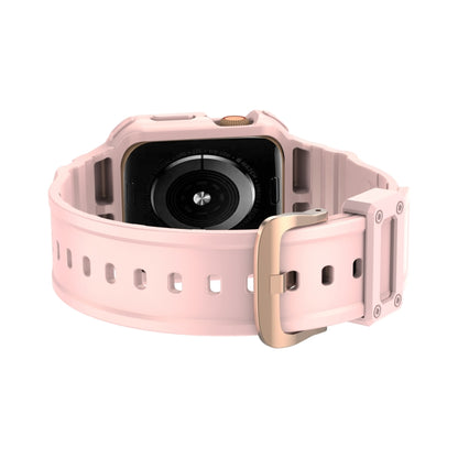 Three-proof Solid Color Integrated Watch Band For Apple Watch Series 8&7 45mm / SE 2&6&SE&5&4 44mm / 3&2&1 42mm(Pink) by bashfashion