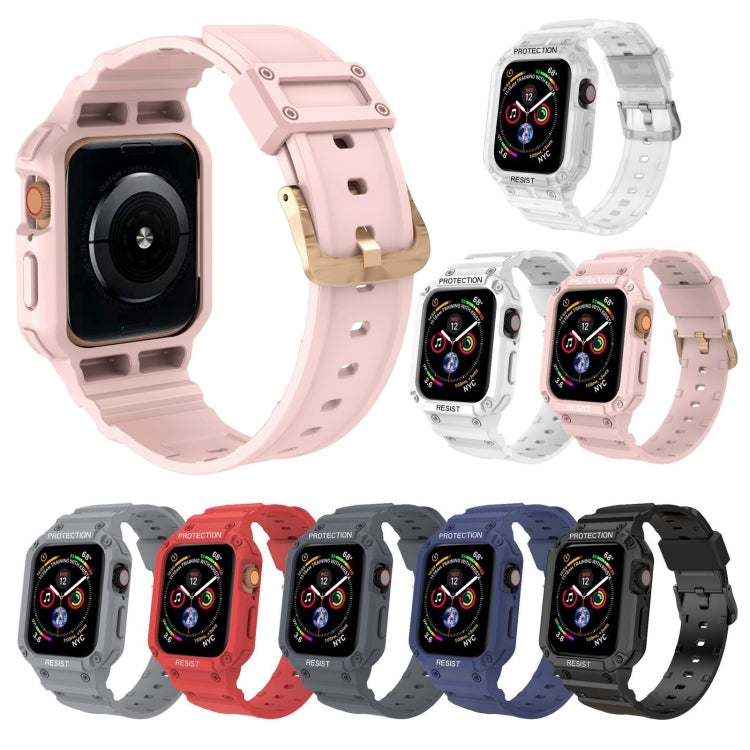 Three-proof Solid Color Integrated Watch Band For Apple Watch Series 8&7 45mm / SE 2&6&SE&5&4 44mm / 3&2&1 42mm(Blue Grey) by bashfashion