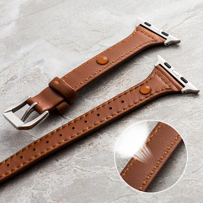 Genuine Leather Watch Band For Apple Watch Series 9&8&7 41mm / SE 3&SE 2&6&SE&5&4 40mm / 3&2&1 38mm(Orange) by bashfashion
