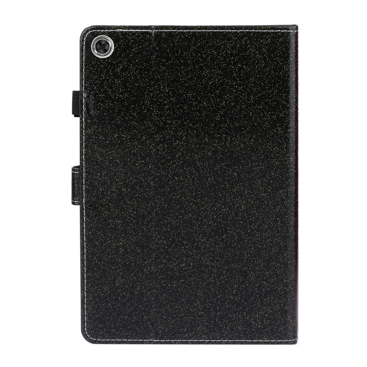 For Samsung Galaxy Tab A8 10.5 2021 Varnish Glitter Powder Leather Tablet Case(Black) by bashfashion