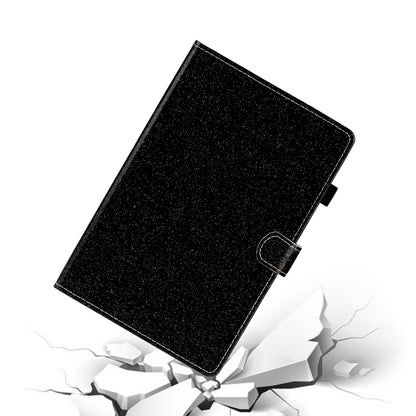 For Samsung Galaxy Tab A8 10.5 2021 Varnish Glitter Powder Leather Tablet Case(Black) by bashfashion