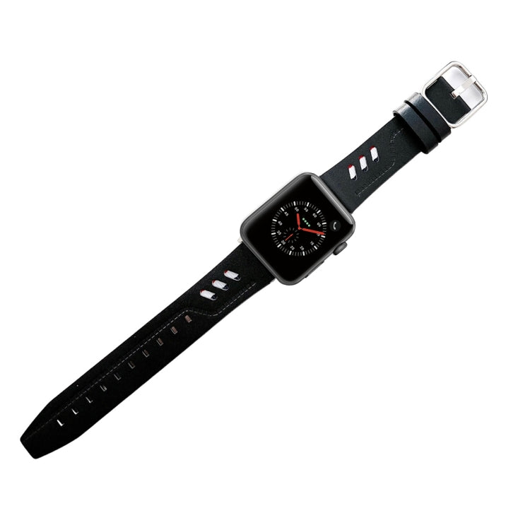 Genuine Leather Nylon Watch Band For Apple Watch Series 9&8&7 41mm / SE 3&SE 2&6&SE&5&4 40mm / 3&2&1 38mm(Black) by bashfashion