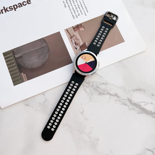 For Samsung Galaxy Watch4 40mm Double Buckles Two-color Silicone Watch Band(Black White) by bashfashion