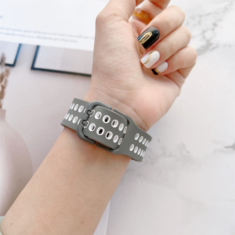 For Samsung Galaxy Watch4 40mm Double Buckles Two-color Silicone Watch Band(Black White) by bashfashion