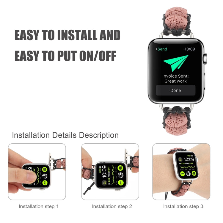 Volcanic Stone Watch Band For Apple Watch Series 9&8&7 41mm / SE 3&SE 2&6&SE&5&4 40mm / 3&2&1 38mm(Pink) by bashfashion