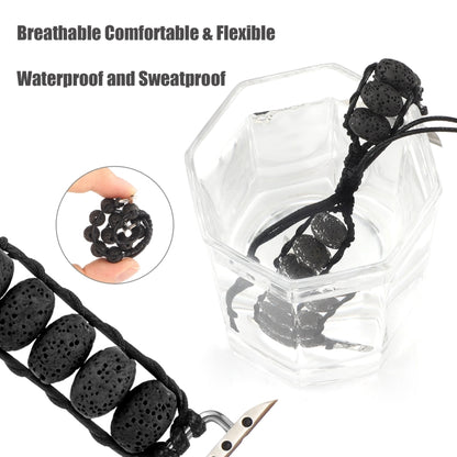 Volcanic Stone Watch Band For Apple Watch Series 9&8&7 41mm / SE 3&SE 2&6&SE&5&4 40mm / 3&2&1 38mm(Black) by bashfashion