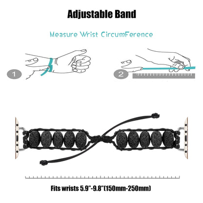 Volcanic Stone Watch Band For Apple Watch Series 9&8&7 41mm / SE 3&SE 2&6&SE&5&4 40mm / 3&2&1 38mm(Black) by bashfashion