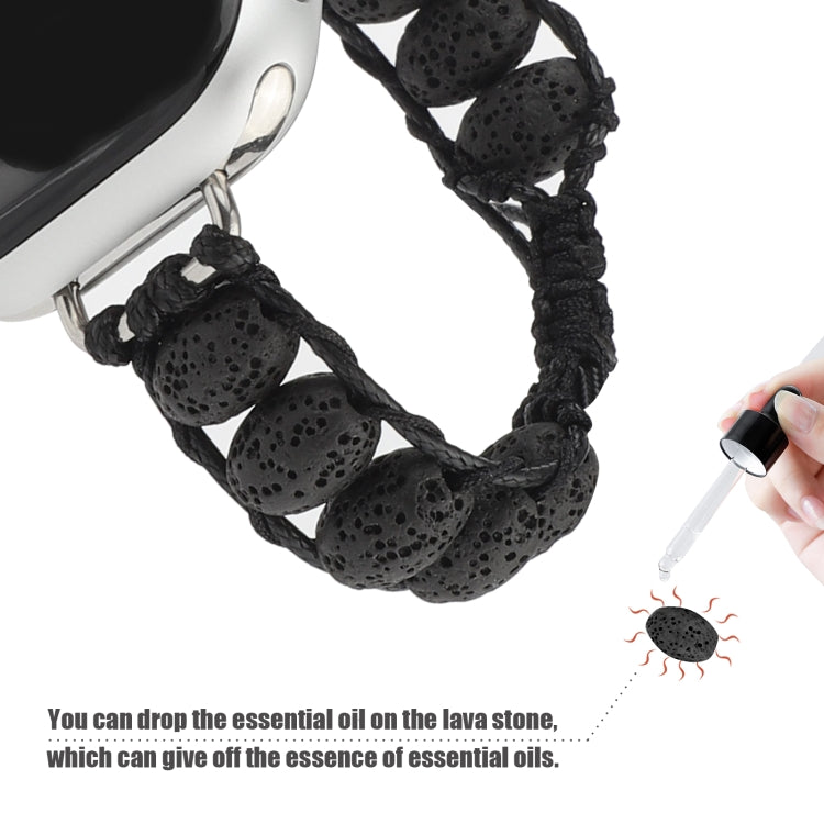 Volcanic Stone Watch Band For Apple Watch Series 9&8&7 41mm / SE 3&SE 2&6&SE&5&4 40mm / 3&2&1 38mm(Black) by bashfashion