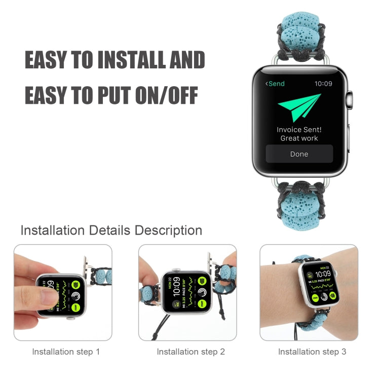 Volcanic Stone Watch Band For Apple Watch Series 9&8&7 41mm / SE 3&SE 2&6&SE&5&4 40mm / 3&2&1 38mm(Blue) by bashfashion