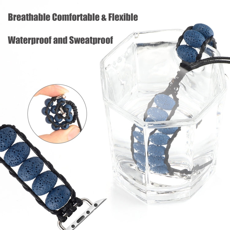 Volcanic Stone Watch Band For Apple Watch Series 9&8&7 41mm / SE 3&SE 2&6&SE&5&4 40mm / 3&2&1 38mm(Dark Blue) by bashfashion