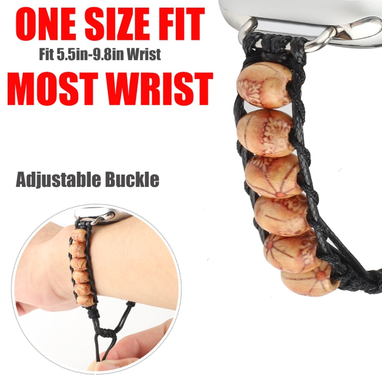 Wooden Bead Watch Band For Apple Watch Series 9&8&7 41mm / SE 3&SE 2&6&SE&5&4 40mm / 3&2&1 38mm(Pattern Light Brown) by bashfashion