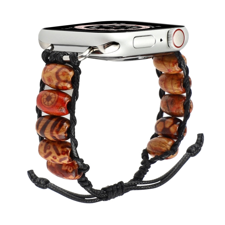 Wooden Bead Watch Band For Apple Watch Series 9&8&7 41mm / SE 3&SE 2&6&SE&5&4 40mm / 3&2&1 38mm(Pattern Brown) by bashfashion