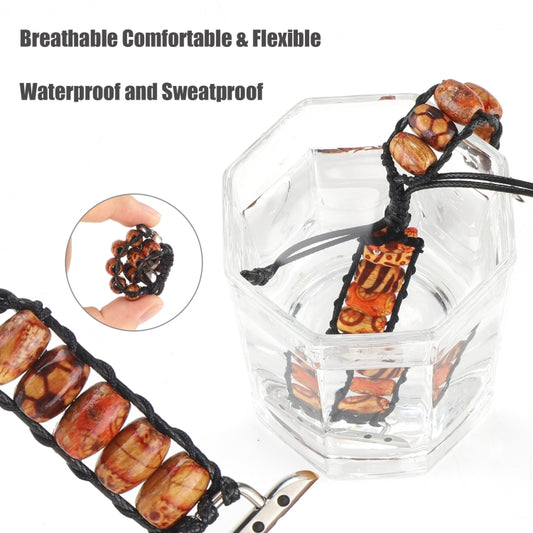 Wooden Bead Watch Band For Apple Watch Series 9&8&7 41mm / SE 3&SE 2&6&SE&5&4 40mm / 3&2&1 38mm(Pattern Brown) by bashfashion