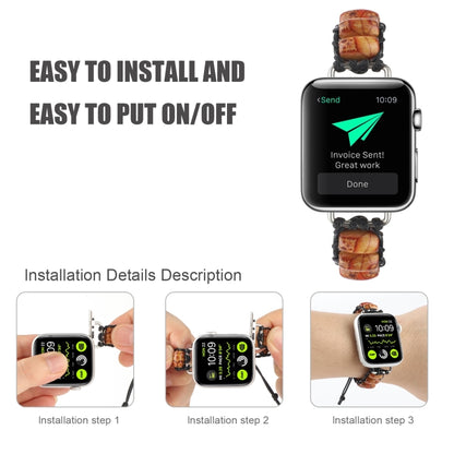 Wooden Bead Watch Band For Apple Watch Series 9&8&7 41mm / SE 3&SE 2&6&SE&5&4 40mm / 3&2&1 38mm(Pattern Brown) by bashfashion