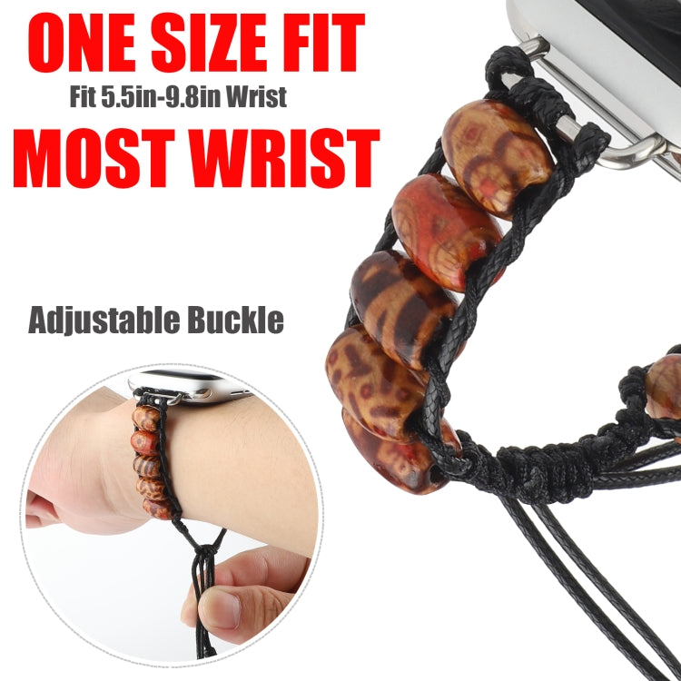 Wooden Bead Watch Band For Apple Watch Series 9&8&7 41mm / SE 3&SE 2&6&SE&5&4 40mm / 3&2&1 38mm(Pattern Brown) by bashfashion