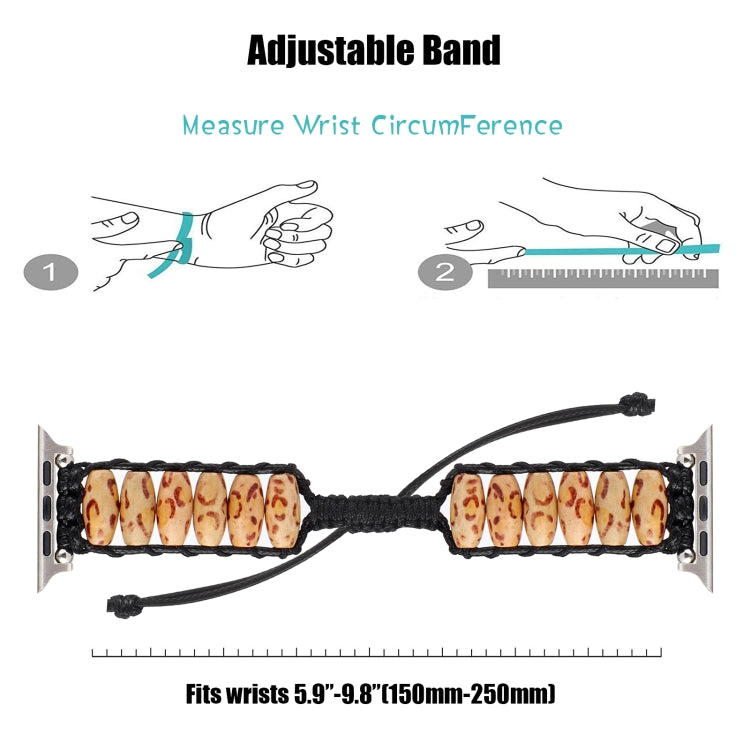 Wooden Bead Watch Band For Apple Watch Series 9&8&7 41mm / SE 3&SE 2&6&SE&5&4 40mm / 3&2&1 38mm(Light Leopard Print) by bashfashion