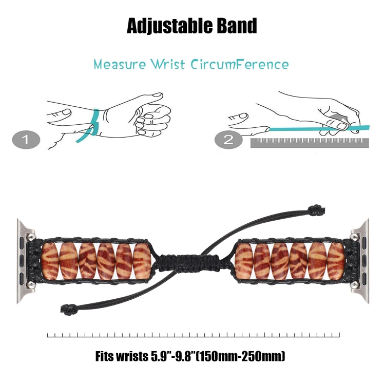 Wooden Bead Watch Band For Apple Watch Series 9&8&7 41mm / SE 3&SE 2&6&SE&5&4 40mm / 3&2&1 38mm(Deep Leopard Print) by bashfashion