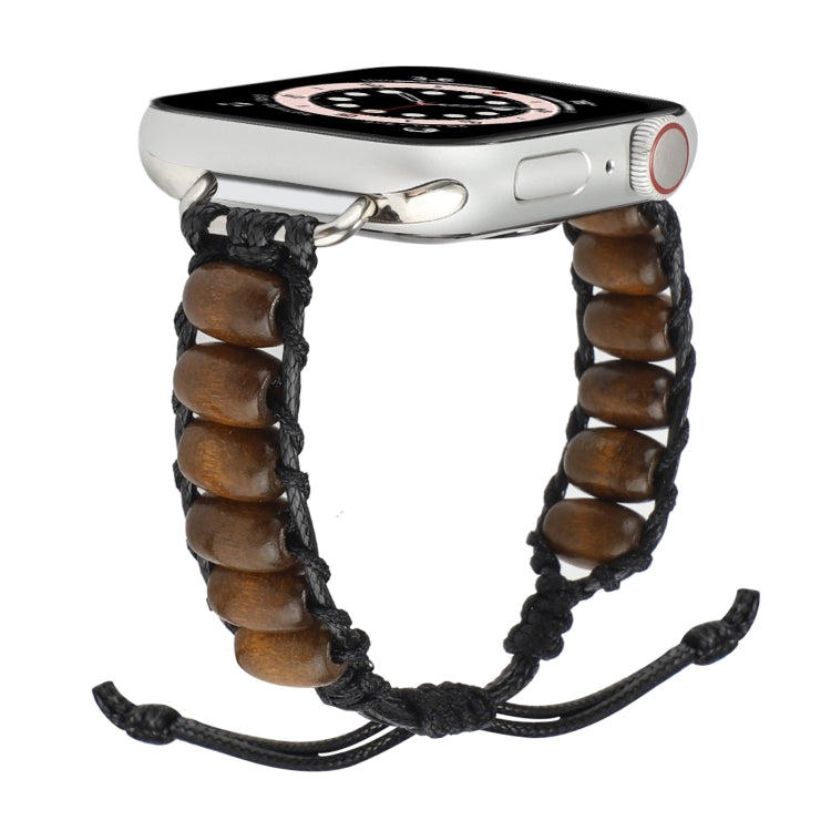 Wooden Bead Watch Band For Apple Watch Series 9&8&7 41mm / SE 3&SE 2&6&SE&5&4 40mm / 3&2&1 38mm(Dark Brown) by bashfashion