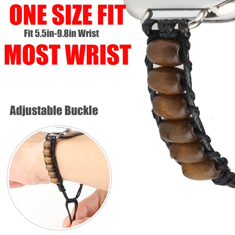 Wooden Bead Watch Band For Apple Watch Series 9&8&7 41mm / SE 3&SE 2&6&SE&5&4 40mm / 3&2&1 38mm(Dark Brown) by bashfashion
