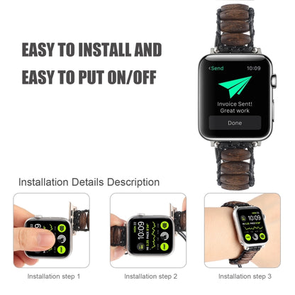 Wooden Bead Watch Band For Apple Watch Series 9&8&7 41mm / SE 3&SE 2&6&SE&5&4 40mm / 3&2&1 38mm(Dark Brown Diamond Eyes) by bashfashion