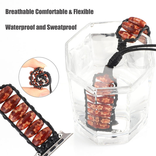 Wooden Bead Watch Band For Apple Watch Series 9&8&7 41mm / SE 3&SE 2&6&SE&5&4 40mm / 3&2&1 38mm(Double Flower) by bashfashion