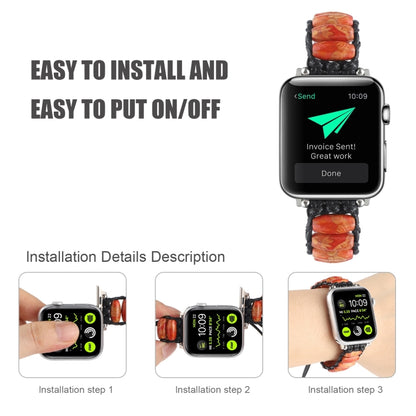 Wooden Bead Watch Band For Apple Watch Series 9&8&7 41mm / SE 3&SE 2&6&SE&5&4 40mm / 3&2&1 38mm(Indian Feather) by bashfashion