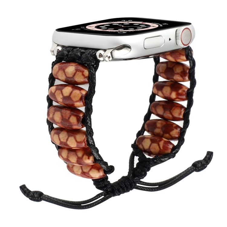 Wooden Bead Watch Band For Apple Watch Series 9&8&7 41mm / SE 3&SE 2&6&SE&5&4 40mm / 3&2&1 38mm(Football Pattern) by bashfashion