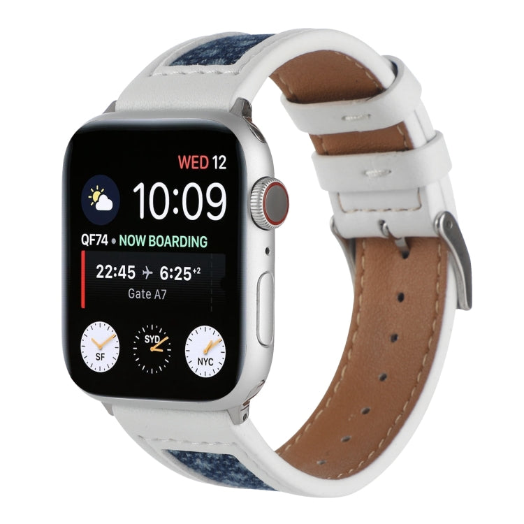 Canvas Leather Watch Band For Apple Watch Series 9&8&7 41mm / SE 3&SE 2&6&SE&5&4 40mm / 3&2&1 38mm(1) by bashfashion