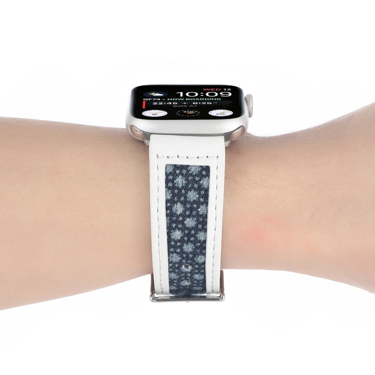 Canvas Leather Watch Band For Apple Watch Series 9&8&7 41mm / SE 3&SE 2&6&SE&5&4 40mm / 3&2&1 38mm(1) by bashfashion