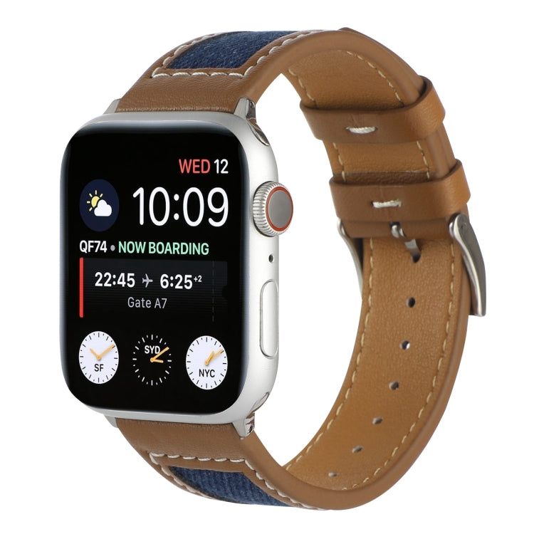 Canvas Leather Watch Band For Apple Watch Ultra 49mm&Watch Ultra 2 49mm / Series 9&8&7 45mm / SE 3&SE 2&6&SE&5&4 44mm / 3&2&1 42mm(2) by bashfashion