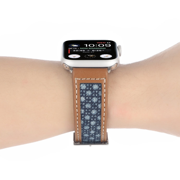 Canvas Leather Watch Band For Apple Watch Ultra 49mm&Watch Ultra 2 49mm / Series 9&8&7 45mm / SE 3&SE 2&6&SE&5&4 44mm / 3&2&1 42mm(4) by bashfashion