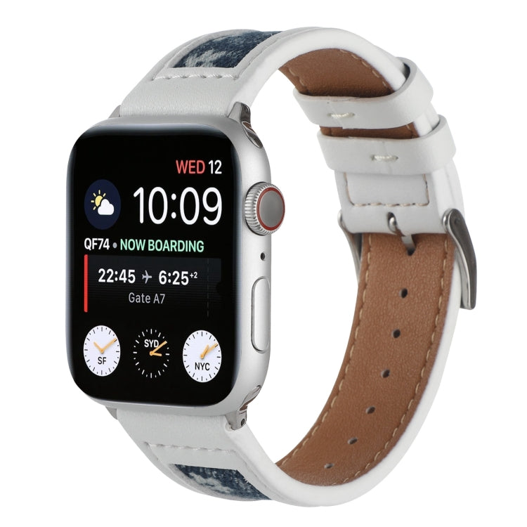 Canvas Leather Watch Band For Apple Watch Ultra 49mm&Watch Ultra 2 49mm / Series 9&8&7 45mm / SE 3&SE 2&6&SE&5&4 44mm / 3&2&1 42mm(5) by bashfashion